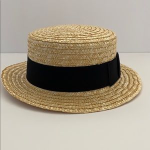 Asos Design Boater Hat In Straw With Adjuster